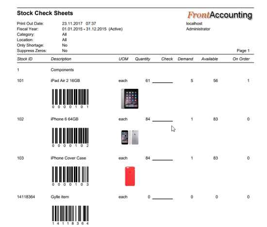 Barcodes on Stock